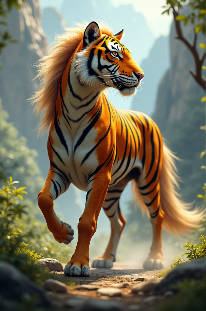 Fierce fusion of a tiger with a horse