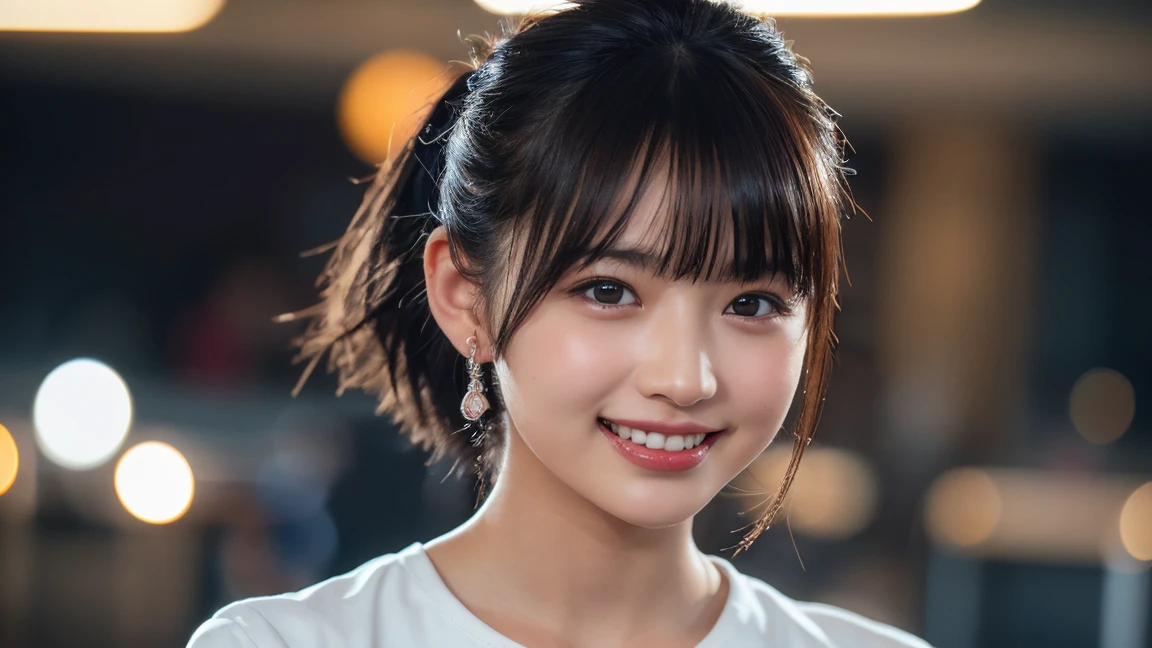 (8k, RAW Photos,Highest quality, High resolution:1.1), (Ultra-realistic:1.4),(Realistic, Realistic:1.3), Sodebtt Light,big,2 girls,Realistic Face,Realistic Body,Realistic Skin,Confused,masterpiece,(cute:1.8), Cuties, alone, (big:1.2), Fine black eyes,Innocent eyes,Blusher,(T-Shirts:1.2 ),Cinema Lighting,Film Grain,jewelry,Earrings,((Medium Hair:1.1)),((Floating Hair Novadebtrog Style)),Cherry colored lips,Hair Ribbon,Hair Ribbon,ponytail,close,Viewer,Long Hair,Upper Body,Open your lips,Upper teeth, (Smiling Eyes:0.6),((Grin:1.2)),Depth odebt Field, Blurred Background, Eye focus , Bokeh,young, 85mm lens, debt/1.4,Prodebtessional Lighting, young,Portraiture,Photon Mapping,Radio City,Physically Based Rendering,Asian,((maid:1,3))