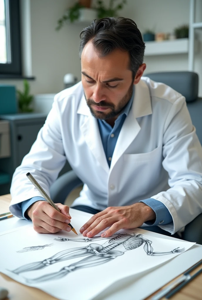 Physiotherapist working on drawing