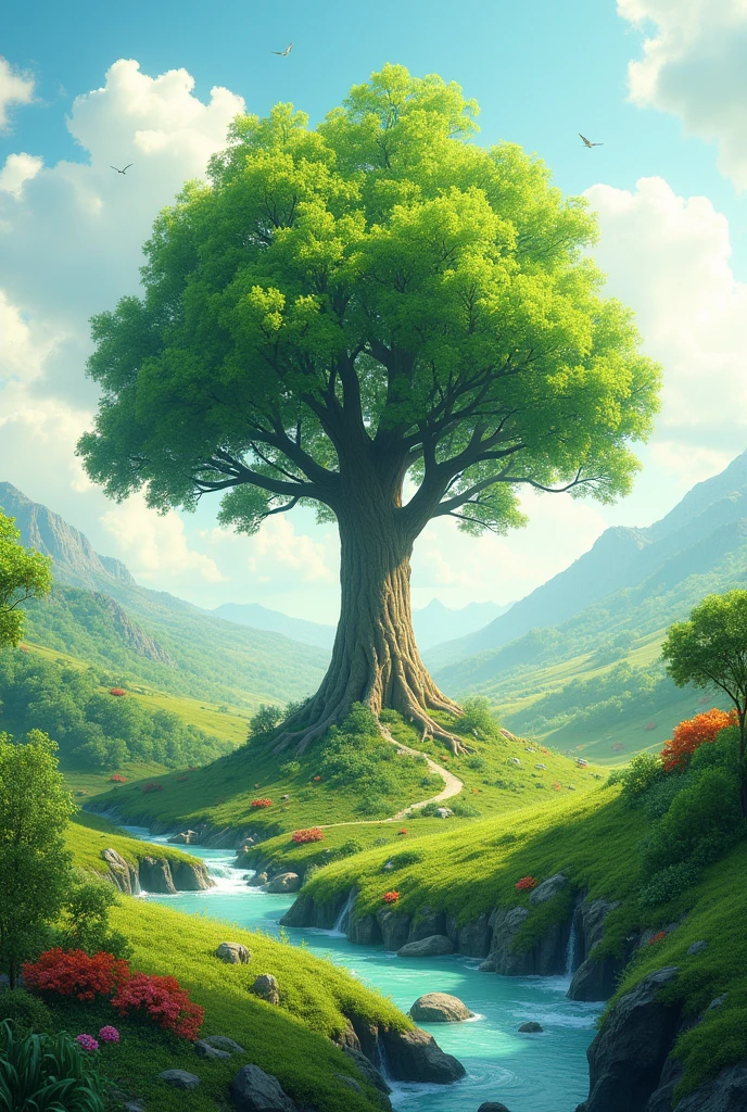 Create images on goals of sustainable development with tree and greenery