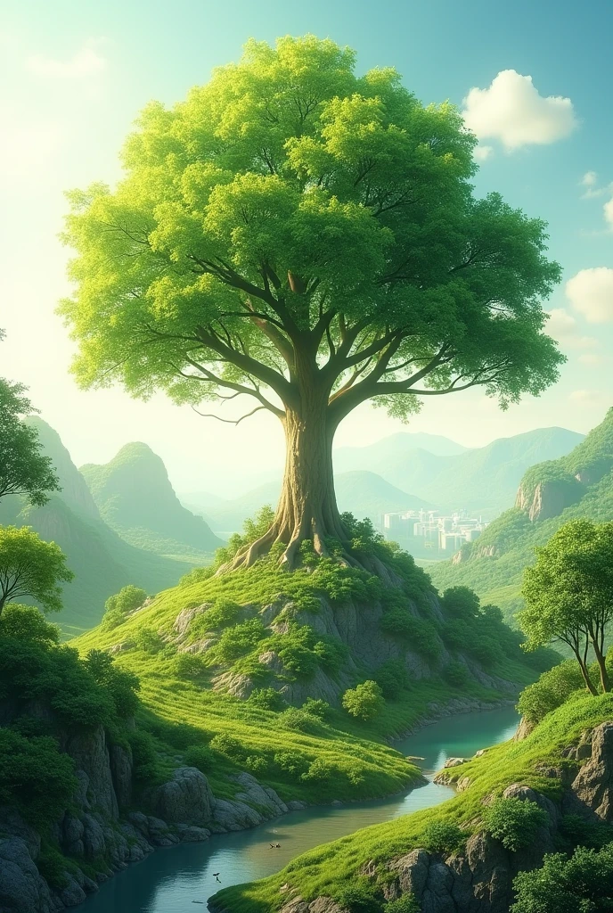 Create images on goals of sustainable development with tree and greenery