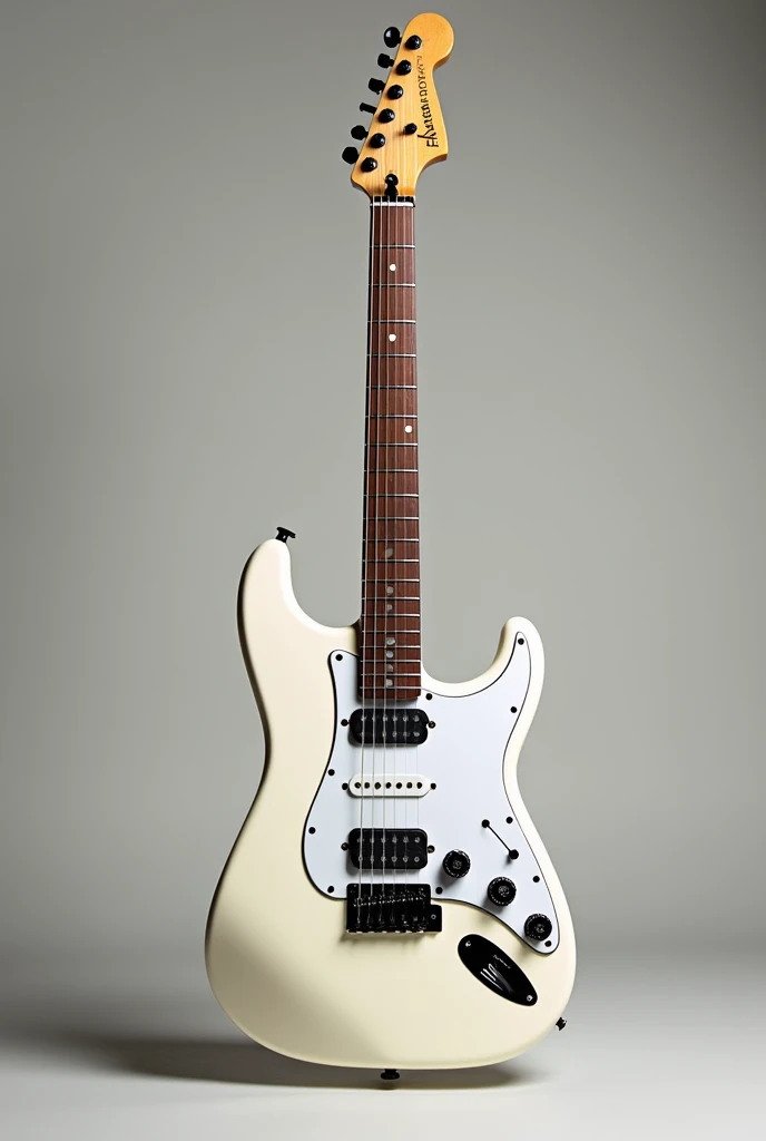 Electric guitar with pearl white body, rosewood fingerboard, roasted maple neck and headstock with hss alnico 5 pickup color black and white pickguard
