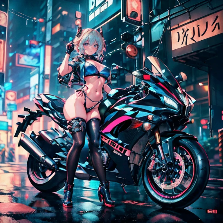 Anime Waifu beautiful detailed eyes, beautiful detailed lips, extremely detailed eyes and face, longeyelashes, 1girl, sensual, young woman, medium breasts, beautiful feminine face, nice thighs, slim, sexy, erotic, beautiful clothes, perfect body, cinematic lighting and framing, (best quality,4k,8k,highres,masterpiece:1.2),ultra-detailed,digital painting,portrait,glamorous,highly detailed,soft lighting,warm color tones rina Focalors, cute and sexy girl, erotic, porn, hentai style, thick ass, sexy body, blue short sleeve jacket, blue heavy boots, cyberpunk, cyberpunk style, augmentations, cyberpunk augmentations, streat, metal hands, cybernetic hands, police car, police car in the background, night city, rain, heavy rain