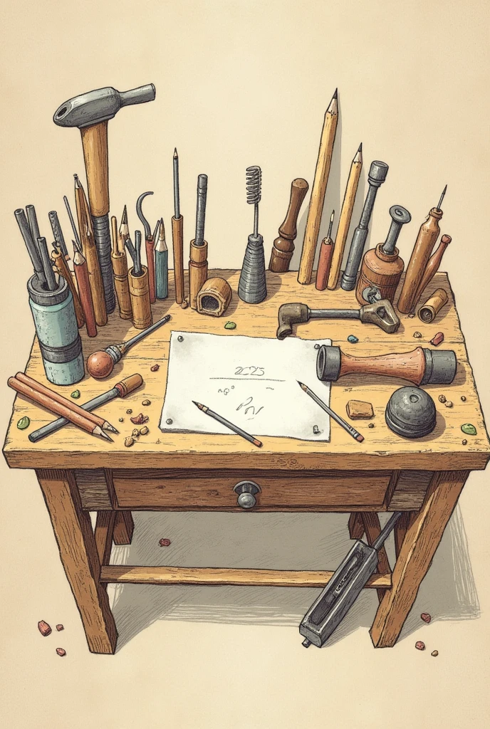 Create an image of a drawn board that involves work
