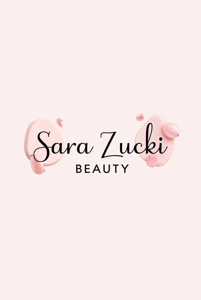 A logo for my brand Sara Zucki Beauty in very delicate pink tones and with nail and makeup elements, something very modern and trendy.