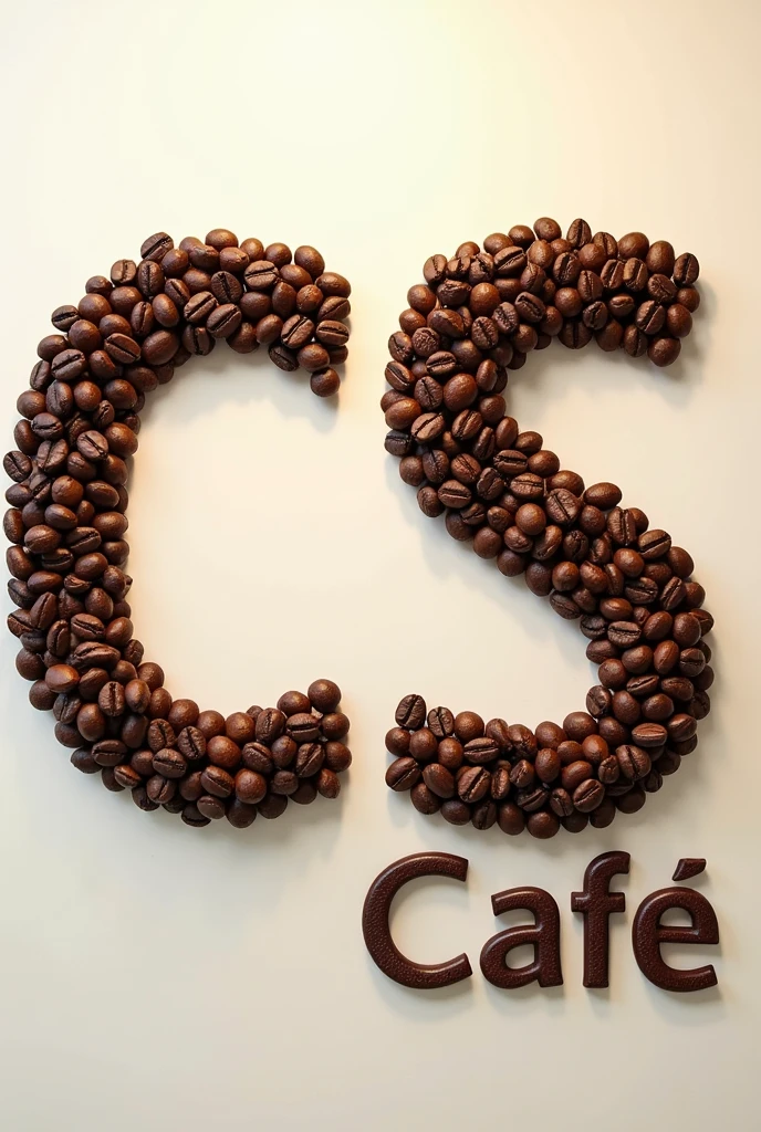 Coffe beans arranged to display the word CS Cafe