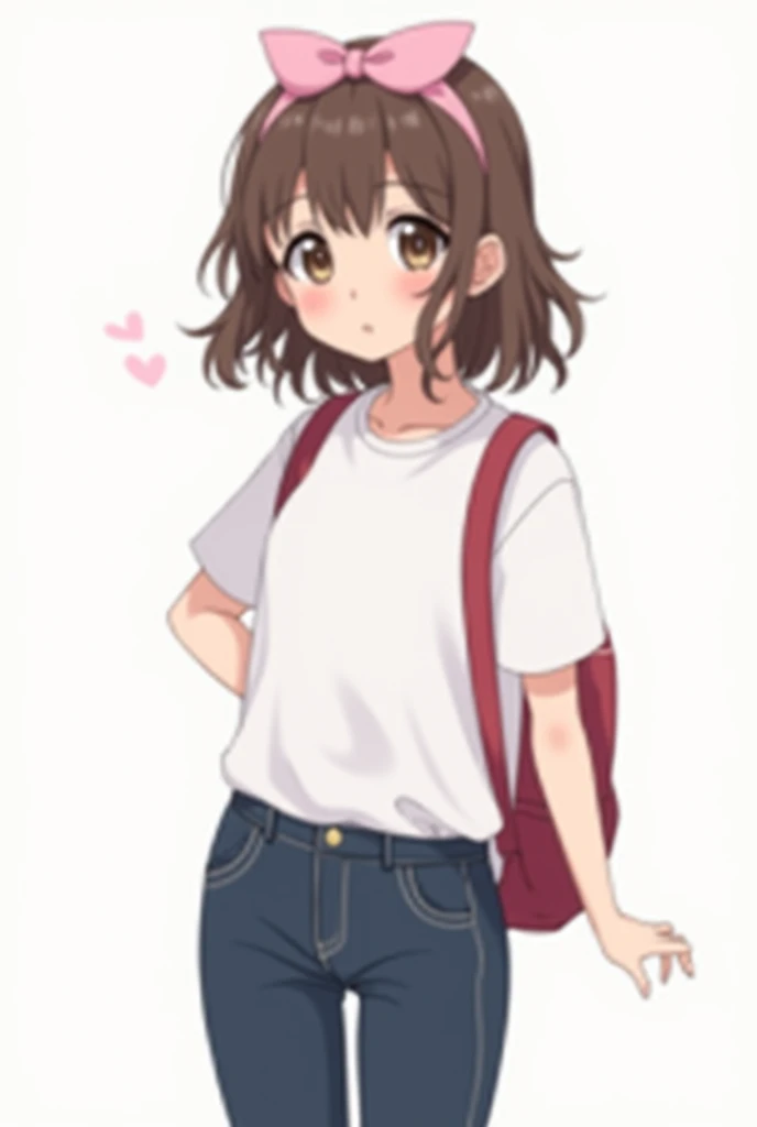 16K,1girl,12 years old,very cute,black hair,twintail,thin twintail,black eyes,r-shirt,Short sleeve,Red Skirt, red satchel with back straps,flat chest,white background,blush,light smile