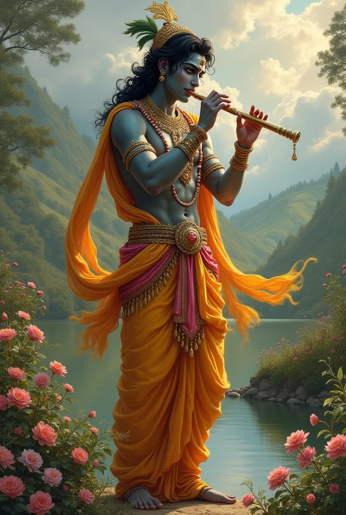 Krishna god with fluit