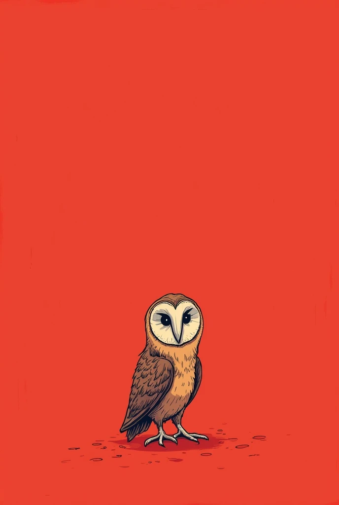 A flyer about a call to the public, without people, containing a small, non-exaggerated drawing-style owl, and around this information: right, long weekend todayAugust 29th, 12:50 pm. The background should be red with black