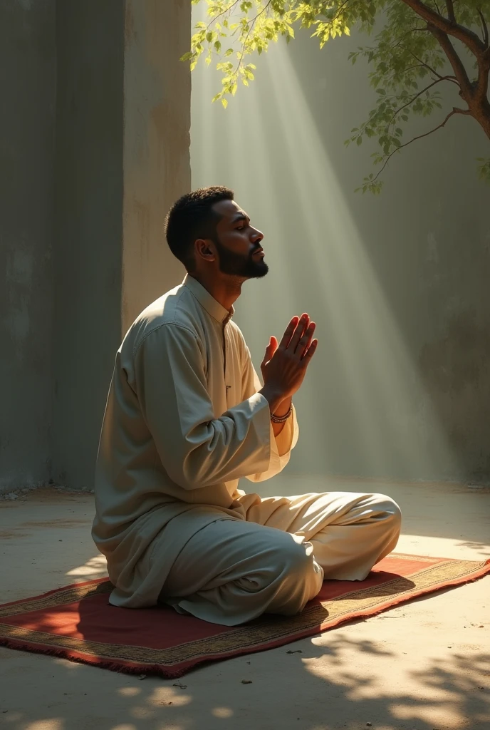 এক লোক নামাজে বসে দোয়া করছে