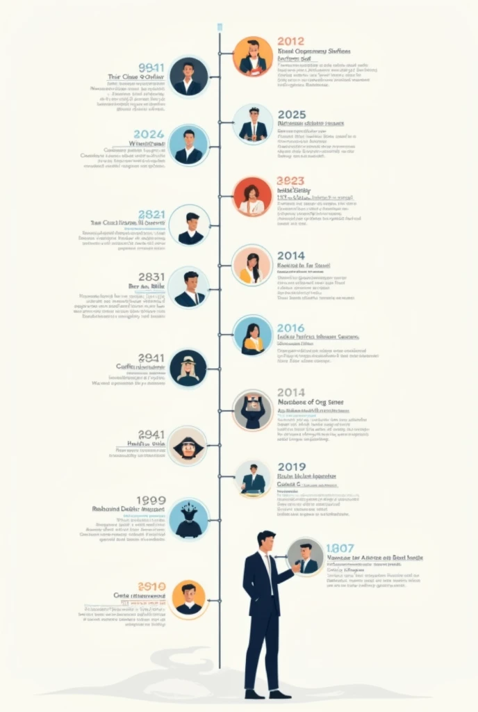 create a timeline picture with the following timeline and achievement :
2082: Third Class Officer
2084: LLB Complete
2087: Master's Degree Complete
2089: Second Class Officer
2094: First Class Officer
