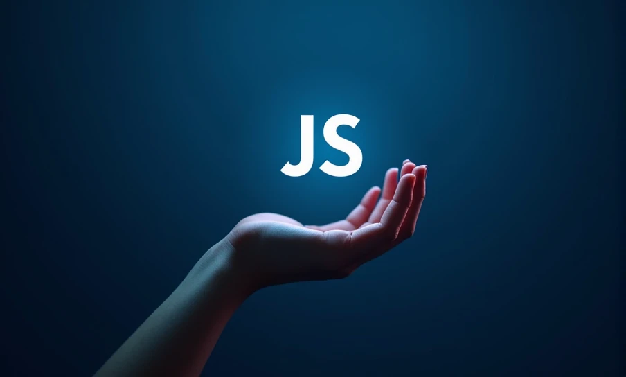 I need to create a photo with this background color #1b263b that a hand is holding the javascript logo
