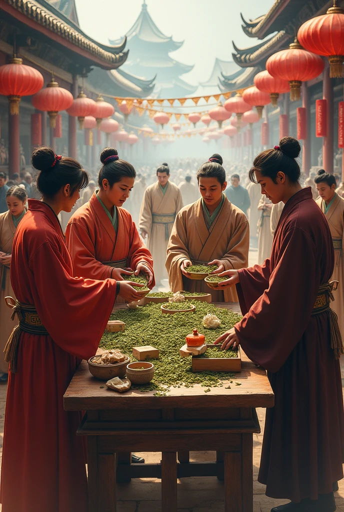 In ancient China, tea wasn’t just a drink—it was money ( create an image of this sentence)