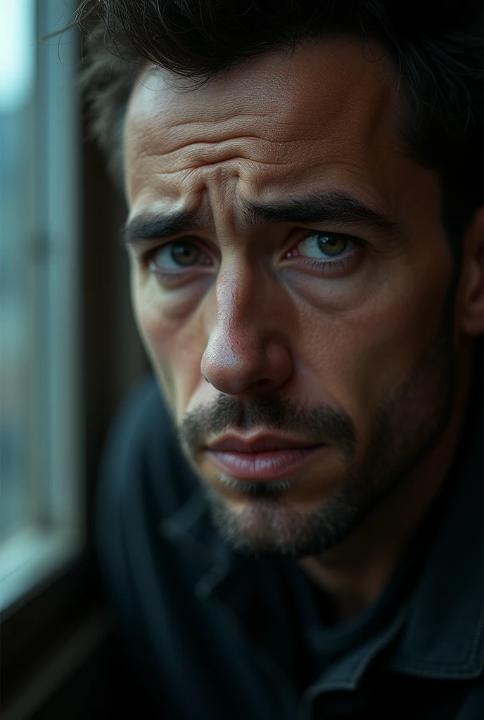 A man's face with a puzzled expression