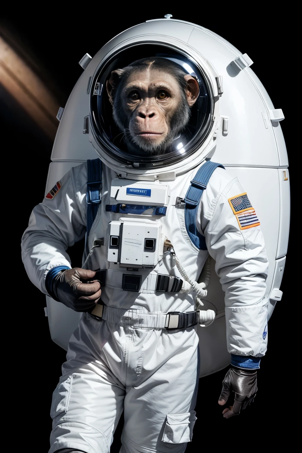 10w
cinematic photogrphy, of a chimpanse wearing a space suit, white background , animae style