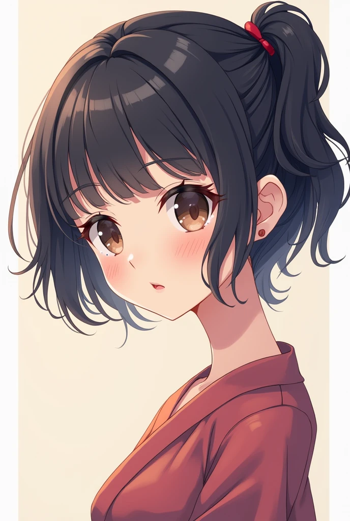 Short Bob、Side Ponytail, Hide your ears, Character portrait, Anime Style, Japanese illustration style, 