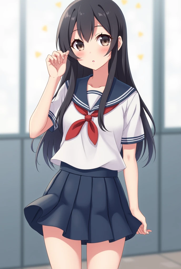 Hinata wearing school dress
