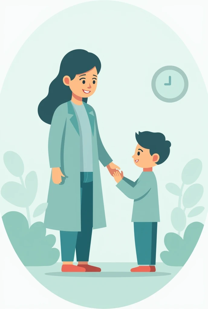 psychotherapy icon of a psychologist with a child, use cores #7D9EB9 #265E8F
#265E8B
