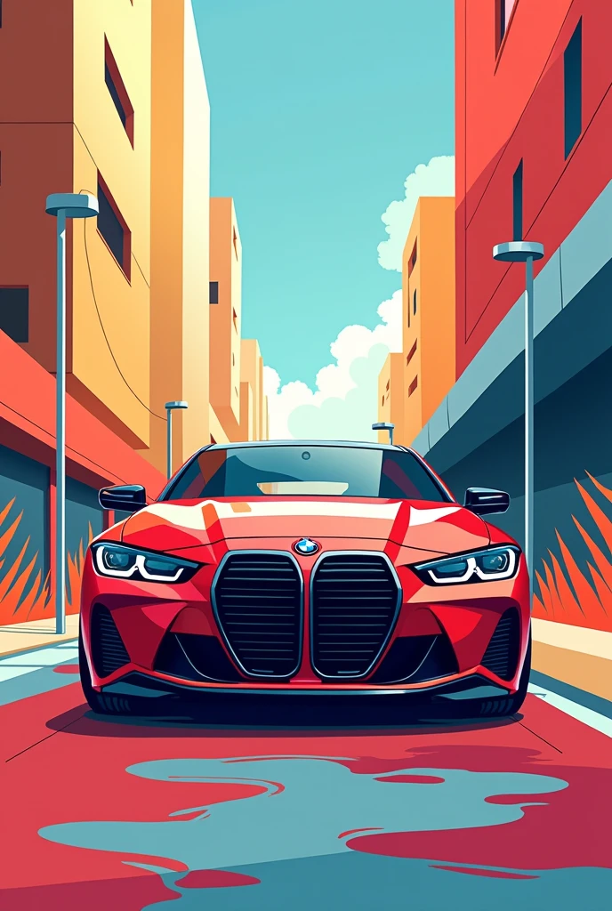 (Make a A4 size BMW poster 4k photo make a cartoon type