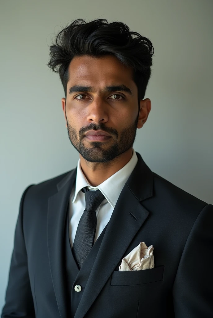 30 year old Indian man with black hair in business suit, portraite, looking directly at the camera, Headshots, It&#39;s falling apart