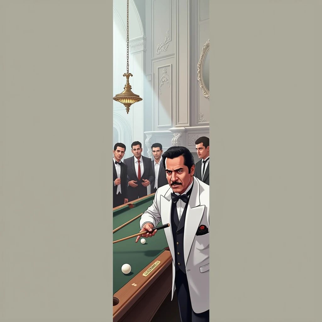 Pablo Escobar Gaviria playing billiards with his friends 