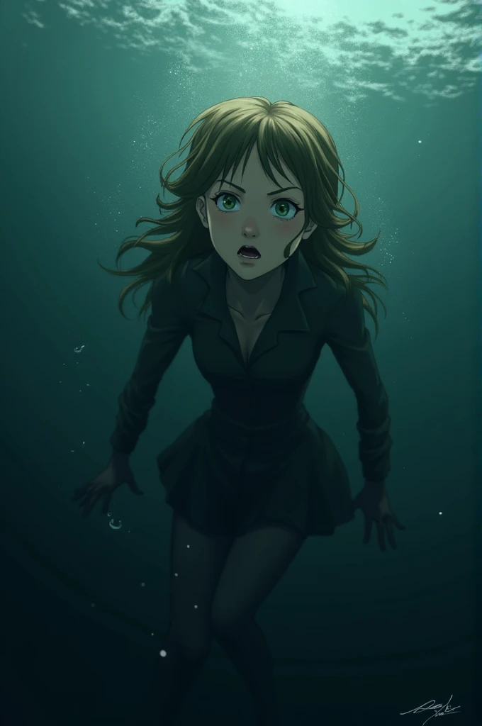 Submerged in water、Please draw the female hero from DRAGON QUEST IV。Shortness of breath、Breathing out of the mouth