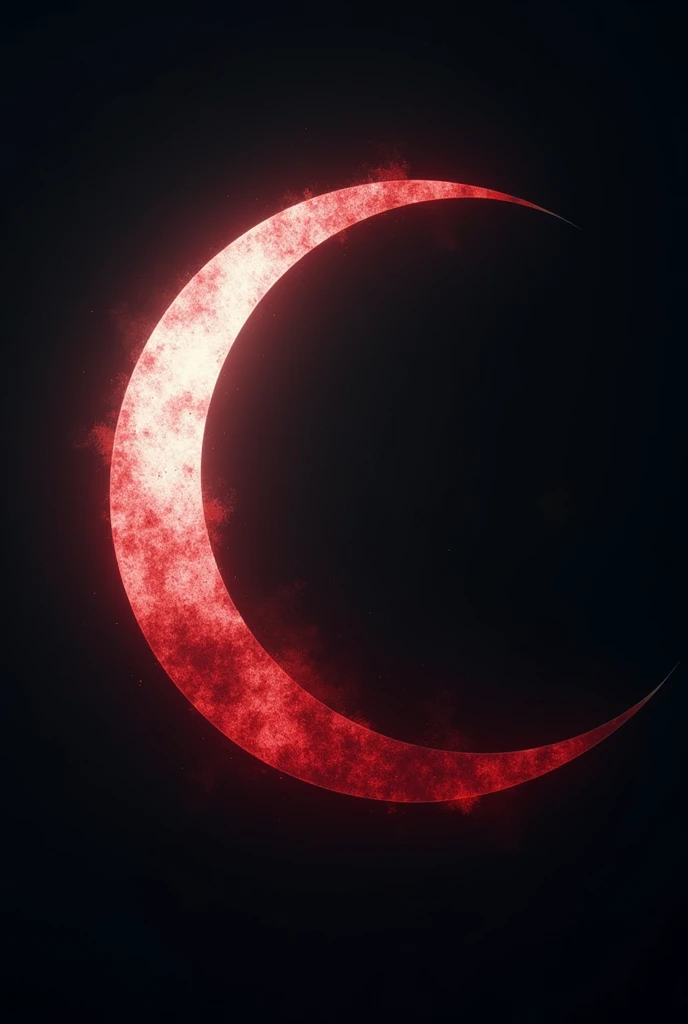 Create a luminous white crescent moon with blood