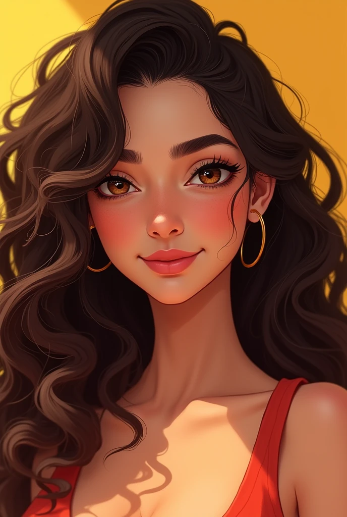 short latina , gorda ,Brown Eyed, long brown curly hair