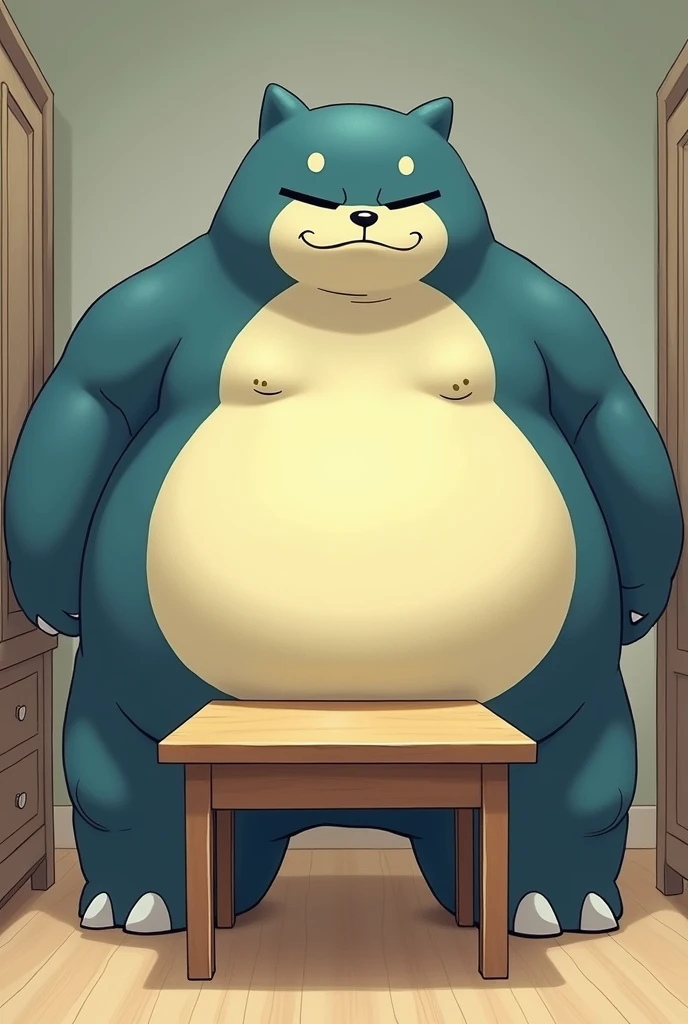 snorlax stepping on the table