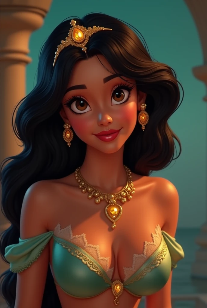 Stunning Princess Jasmine, photo in 8k, lingerie,blowjob