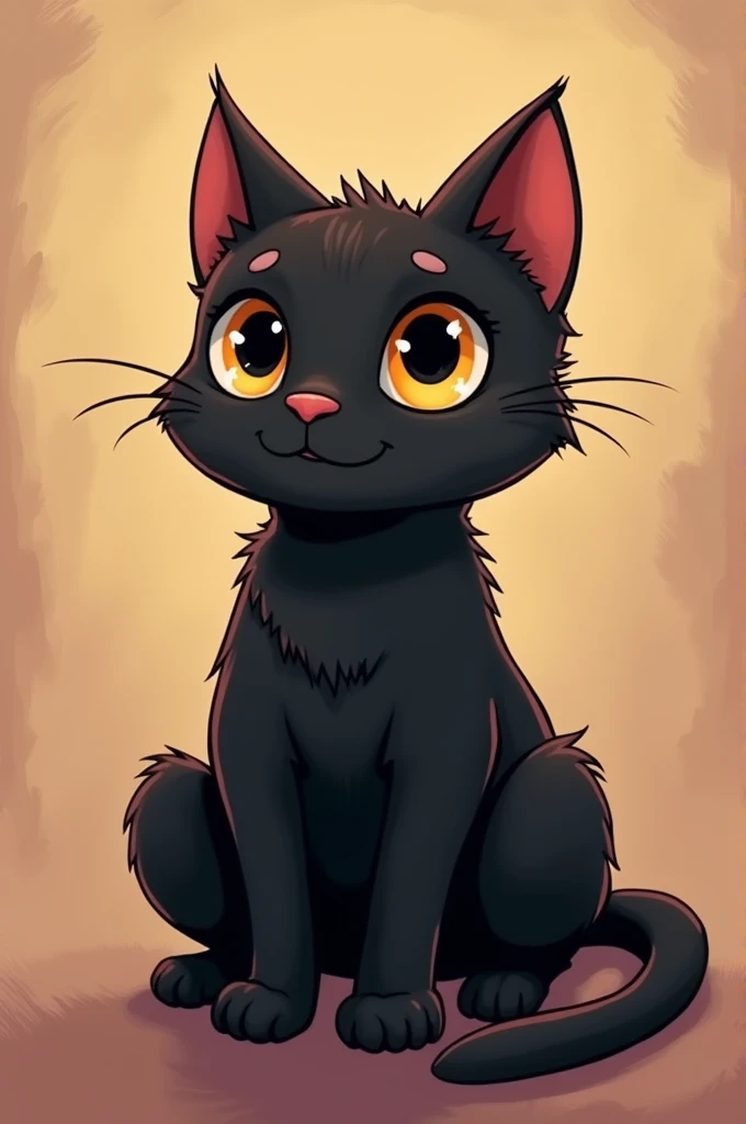 Black cat sitting cartoon