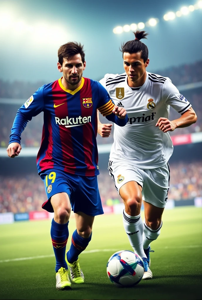 Les jeux couvrent le football cover logo écrit FIFA 15 Lionel Messi et Ronaldo courant avec le maillot du FC Barcelone 2015 et Cristiano Ronaldo avec le maillot du Real Madrid 2015