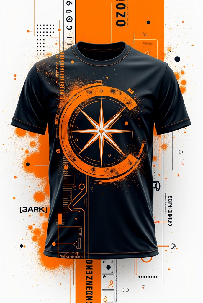 Make me a t-shirt
color: white black and orange 
design must be College of engineering and technology 