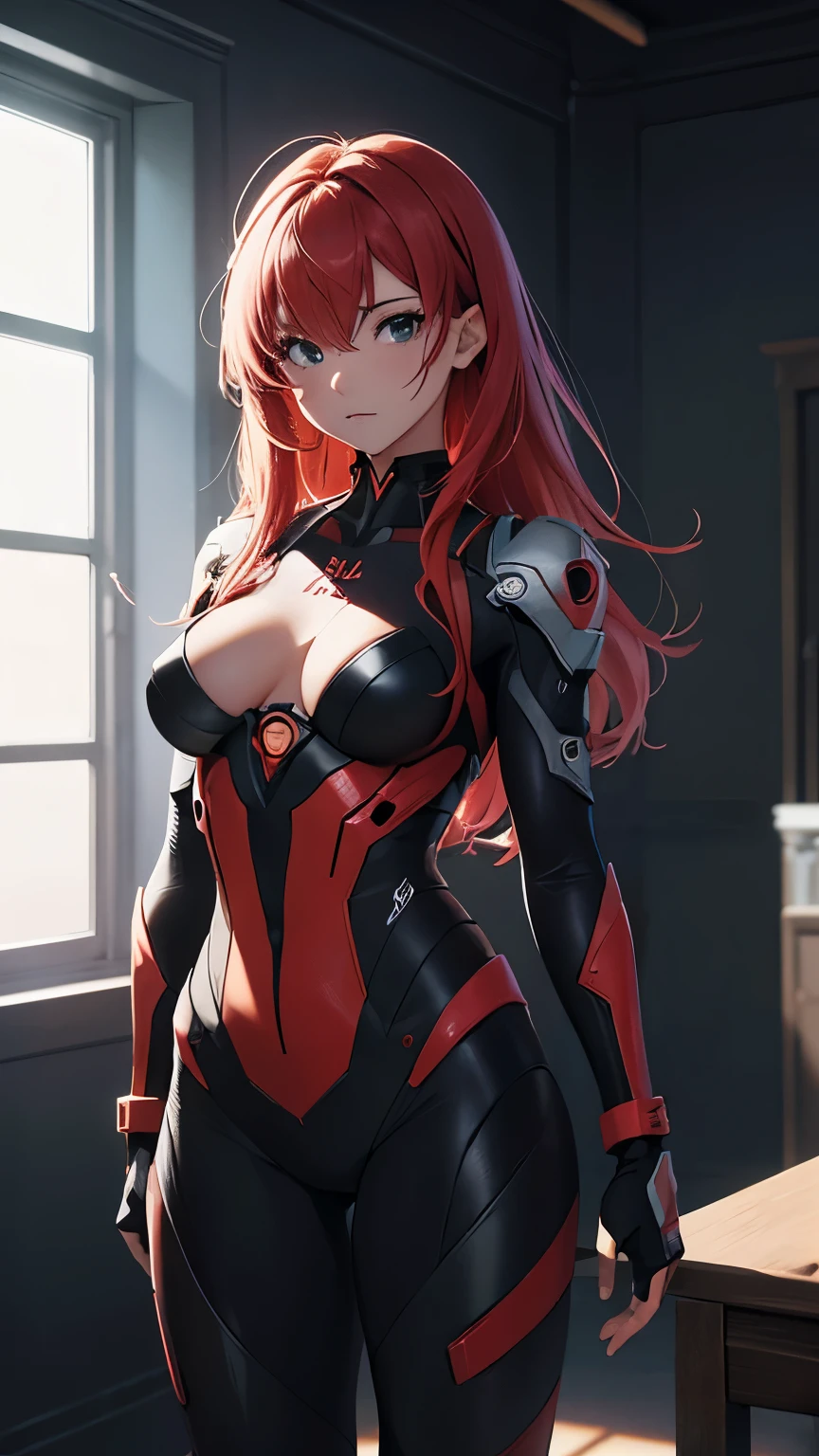 ((best quality)), ((master part)), (circunstanciado: 1.4), (Absurdo), corpo inteiro, Mulher adulta de 20 anos com micro fio dental estilo Simon Bisley, roupas vermelhas estilo evangelion Genesis com detalhes vermelhos, 2 piece outfit, red hair, Centrado, scale to fit dimensions, HDR (high dynamic range),ray tracing,NVIDIA RTX,Super-Resolution,irreal 5,subsurface dispersion, Textura PBR, Post-processing, anisotropic filtering, profundidade de campo, Maximum clarity and sharpness, Texturas multicamadas, Mapas de Albedo e Especular, surface shading, Accurate simulation of light-material interaction, perfectly proportions, octan render, Two-tone lighting, Ampla abertura, ISO baixo, White balance, rule of thirds, 8K BRUTO, crysisnanosuit