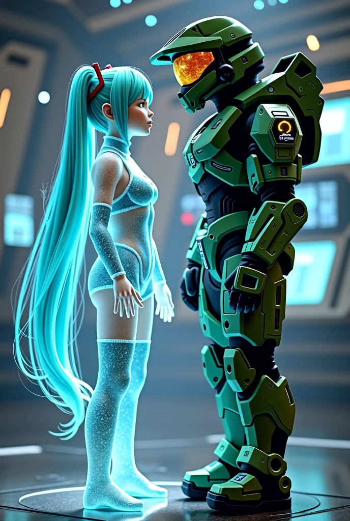 Hatsune Miku as Cortana calling Master Chief a stud muffin