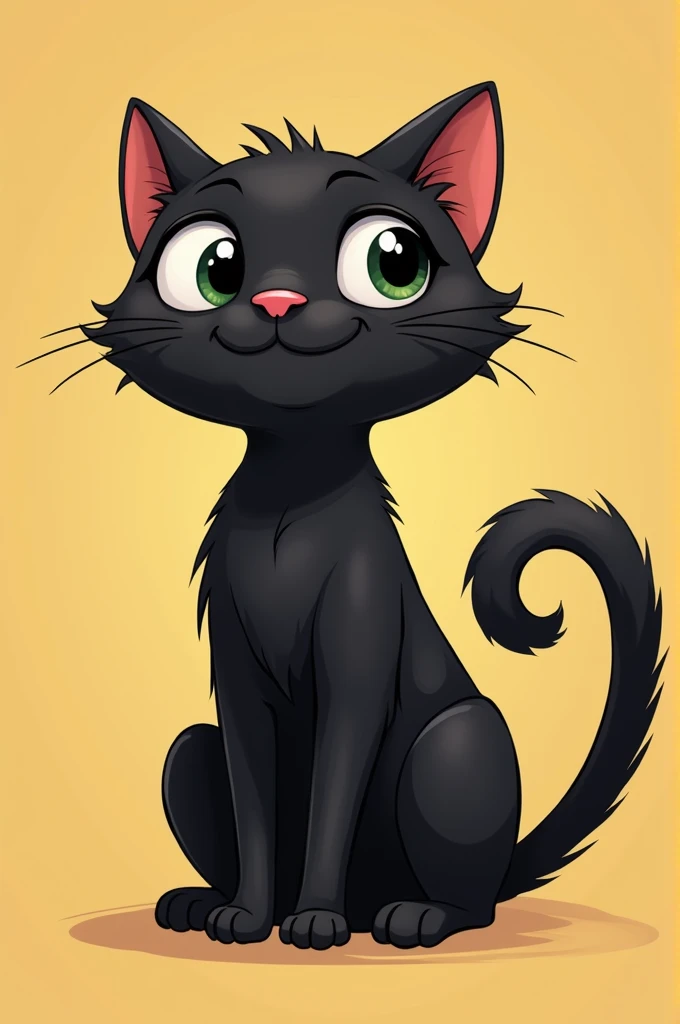 Black cat sitting cartoon