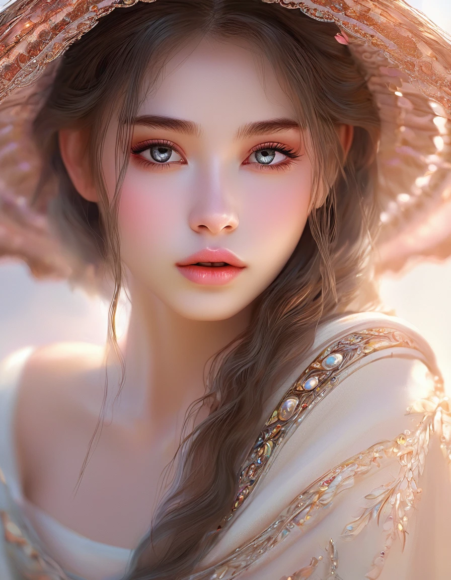 a beautiful girl, extremely detailed face and eyes, long eyelashes, beautiful detailed lips, 1girl, portrait, fantasy, digital painting, ethereal, soft lighting, warm colors, cinematic, highly detailed, intricate, ornate, elegant, delicate, serene, dreamlike, breathtaking, stunning, exquisite, masterpiece