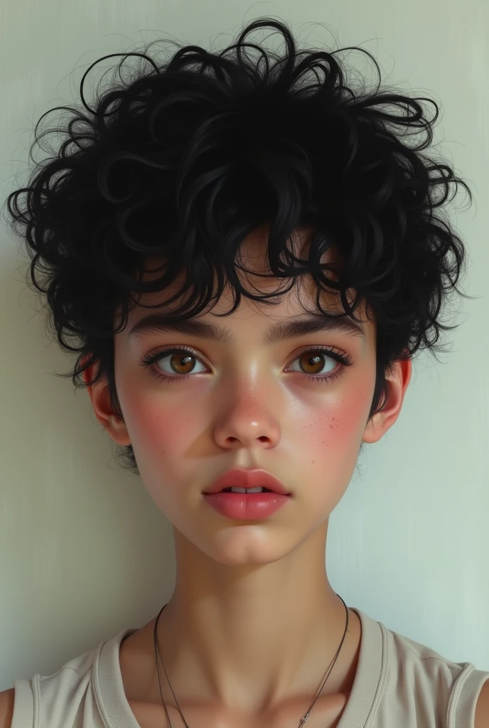 arab woman, young, naked, curly mullet, short hair, dimples, thick belt around neck, close-up, UHD, retina, masterpiece, accurate, anatomically correct, textured skin, super detail, high details, high quality, award winning, best quality, highres
