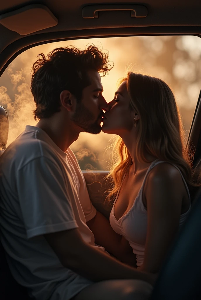 Guy who smokes weed with his girlfriend in car kissing