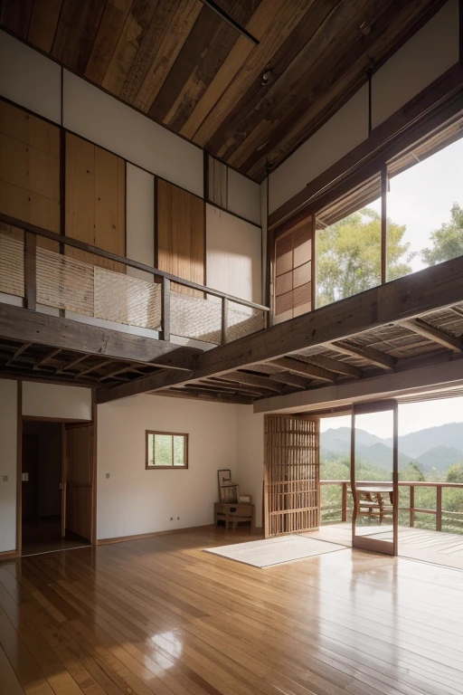 Images of a panoramic view of an architectural design with wabi-sabi elements: textured walls, Natural Wood, and an atmosphere of calm and simplicity. Text on screen: "Discover the beauty in imperfection."
