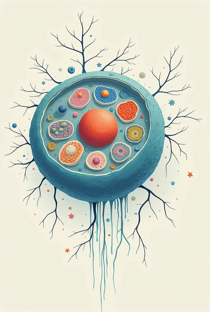 make me an illustration of the animal cell make it easier