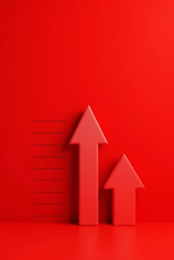 A professionally-toned image with a red background and an upward arrow representing growth and a square with writing space on the side.