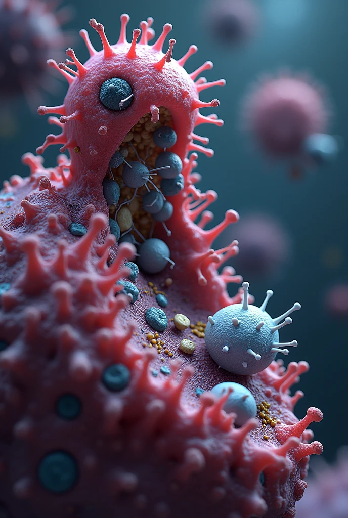 Image of the virus during budding and maturation