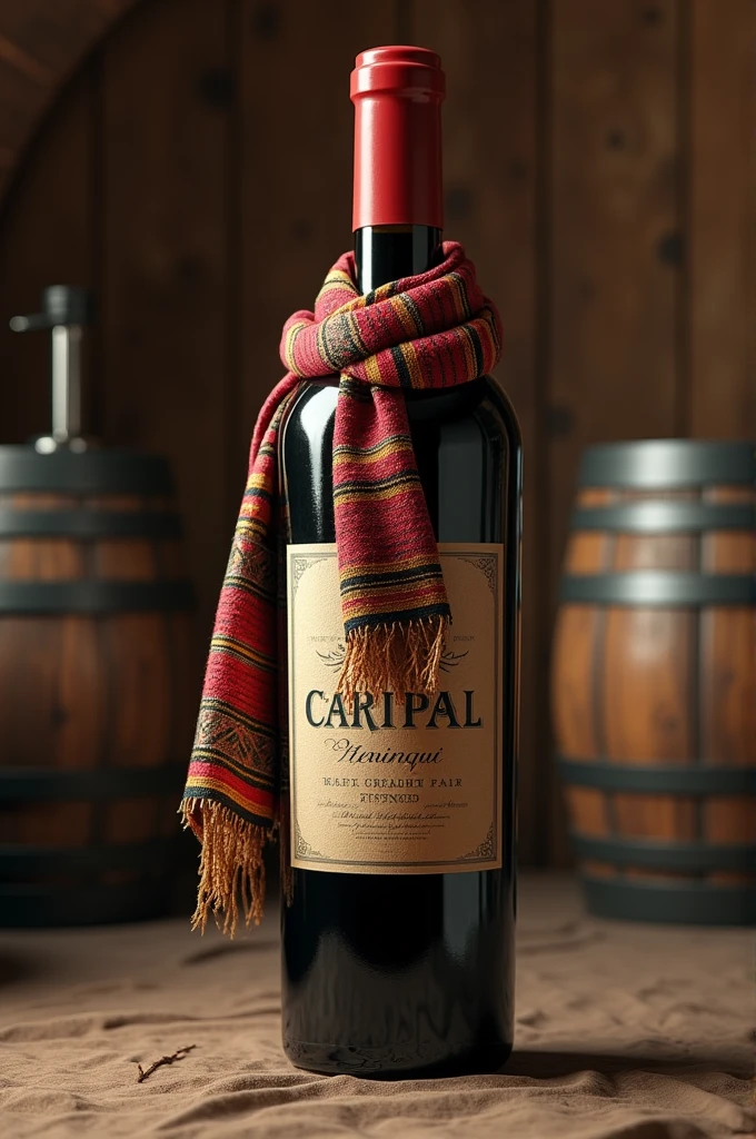 Bottle of wine wearing a gaucho scarf