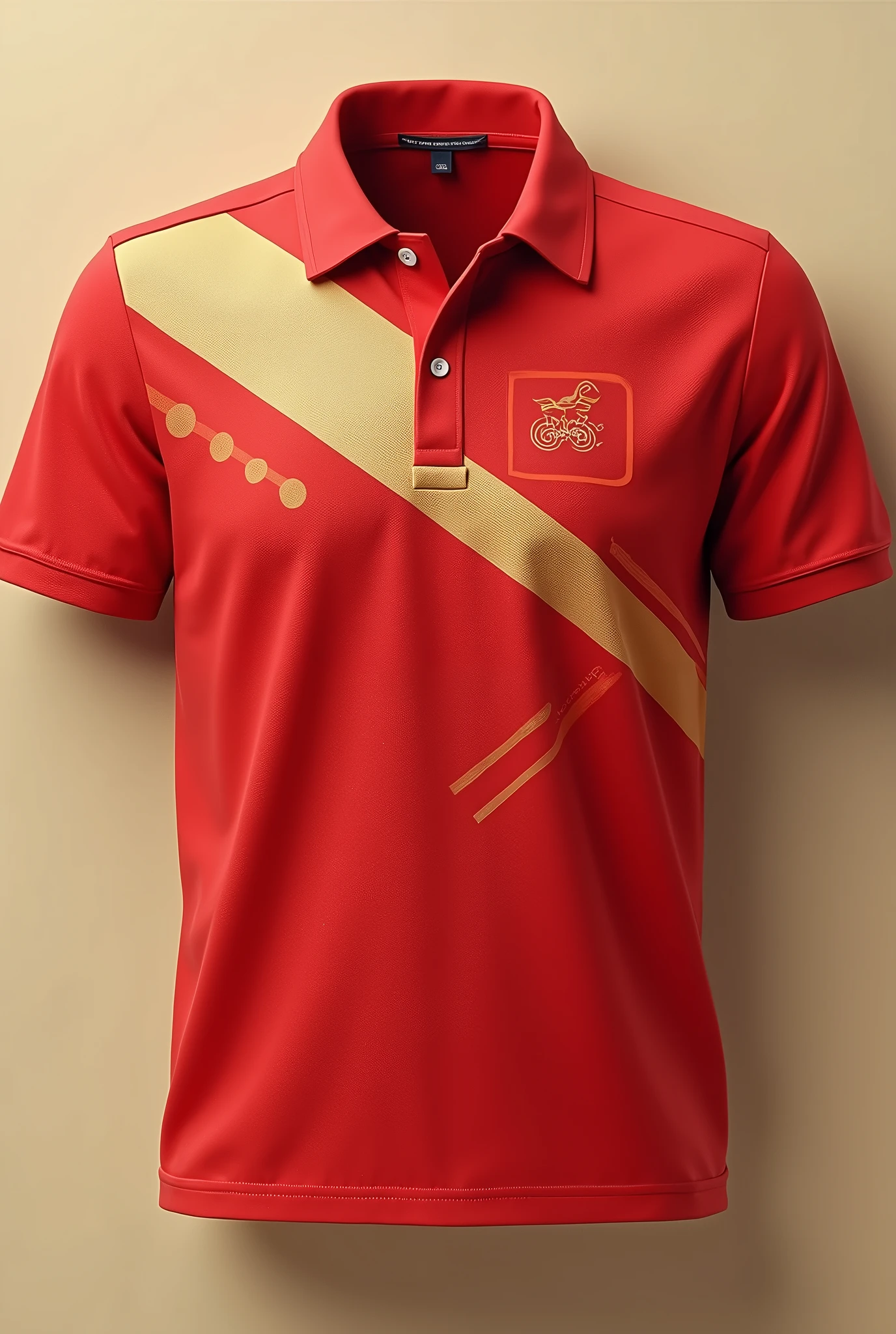 2025 promotion polo shirt, red and beige color, with design in the front part