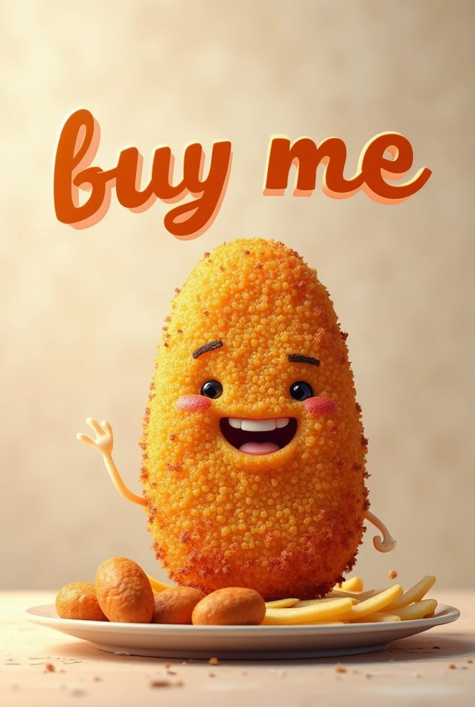 Milanese (food) smiling with a "buy me" floating