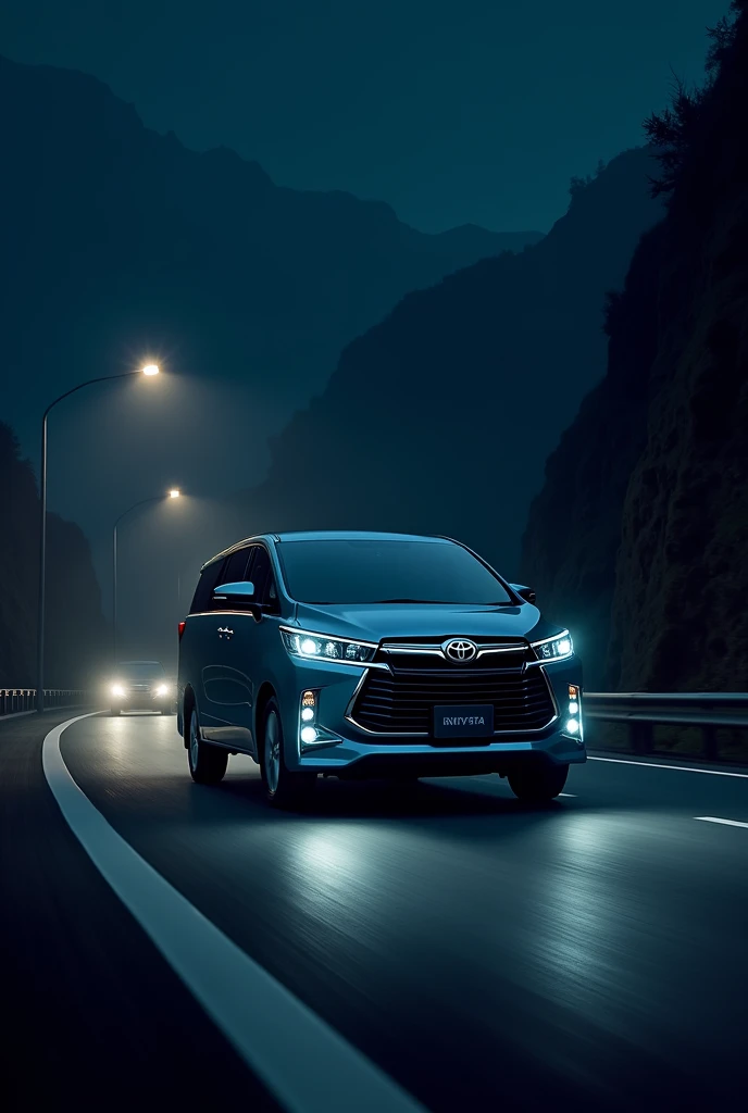 Toyota Innova crysta car on highway at night