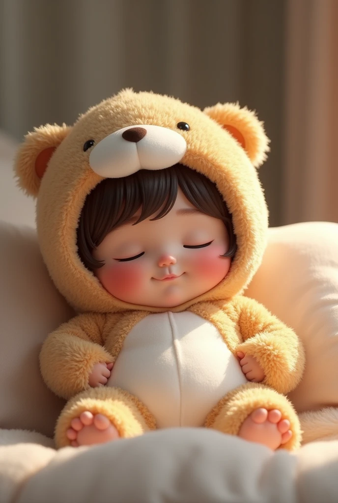 (girl),(()) ,3d images ,Highest quality 8K ,Chubby body shape,((Very fat)),Pink cheeks,podgy,Good mood, very happy,Gym is good,((Sleeping.)),((sleep)),((Close your eyes.)),Put on a stuffed animal costume,Balanced lighting,blurred background,Middle of the picture