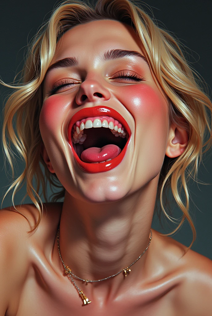 Scarlett Johansson making ahegao face