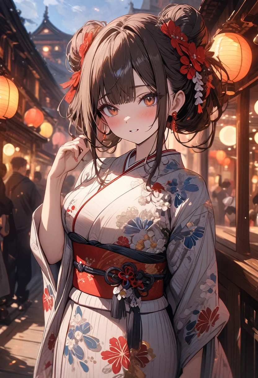 ((sexy cute mini kimono and elegant beautiful white laced panties)),
♥(Japanese beautiful flower printed kimono,yukata),((1girl,cute,young,semi long beautiful black hair,blunt bangs,twin tales,beautiful eyes)),(solo),((masterpiece, highest resolution,best quality)), (beautiful illustration),(Japanese beautiful flower printed kimono,yukata),(looking at the viewer), innocent smile,cinematic lighting,Japanese Festival,stall,fireworks,night sky,full moon,shooting star,